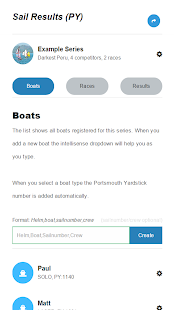 Sail Results (Portsmouth Yardstick 2021) Screenshot