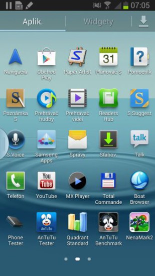 Galaxy Note II - menu