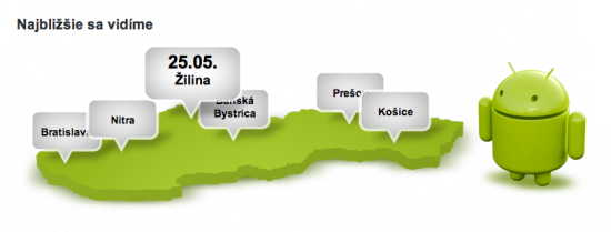 Android Roadshow 2013 mapka Žilina