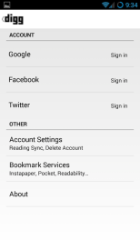 Digg Reader Android aplikácie