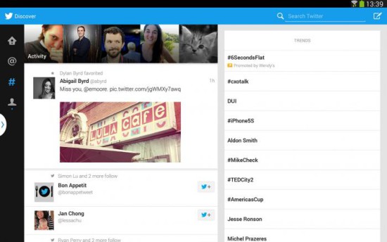 Twitter android tablet