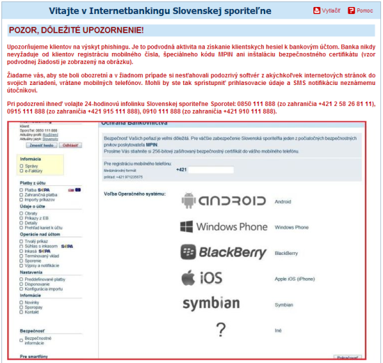 Phishing Slovenská sporiteľna