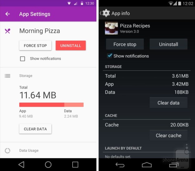 Android L vs. KitKat - správa aplikácií