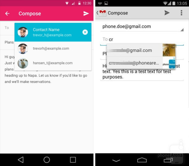 Android L vs. KitKat - Gmail