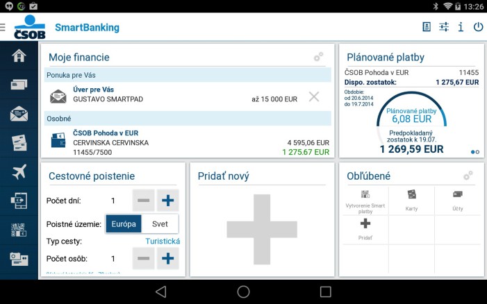 bankové aplikacie-CSOB SmartBanking-tablet-1