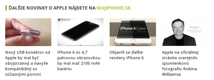 Widget s odkazom na články portálu MojIphone.sk