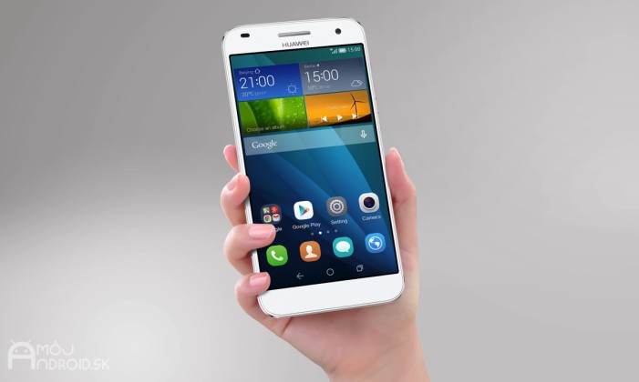 Huawei Ascend G7_Single_Silver Front Face Hand_Hi res