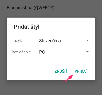 Android klavesnica