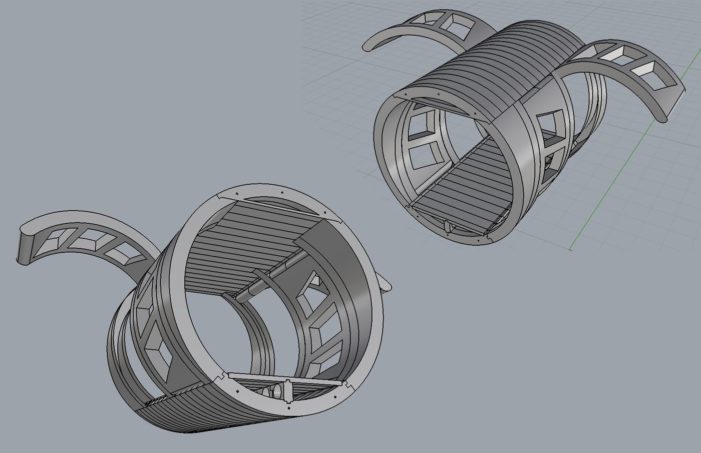 Toto je finálny návrh kapsule pre Hyperloop. V hornej a dolnej časti vidíte súčiastky vyrobené z Vibrania. 
