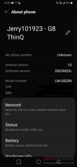 LG G8 ThinQ Android 10 update