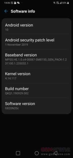 LG G8 ThinQ Android 10 update info
