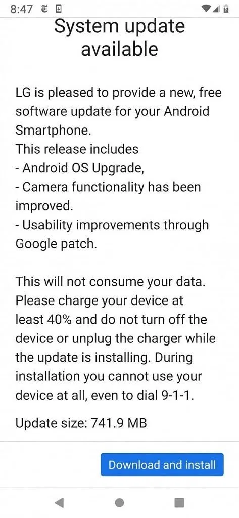 lg g8 one android 10 aktualizácia