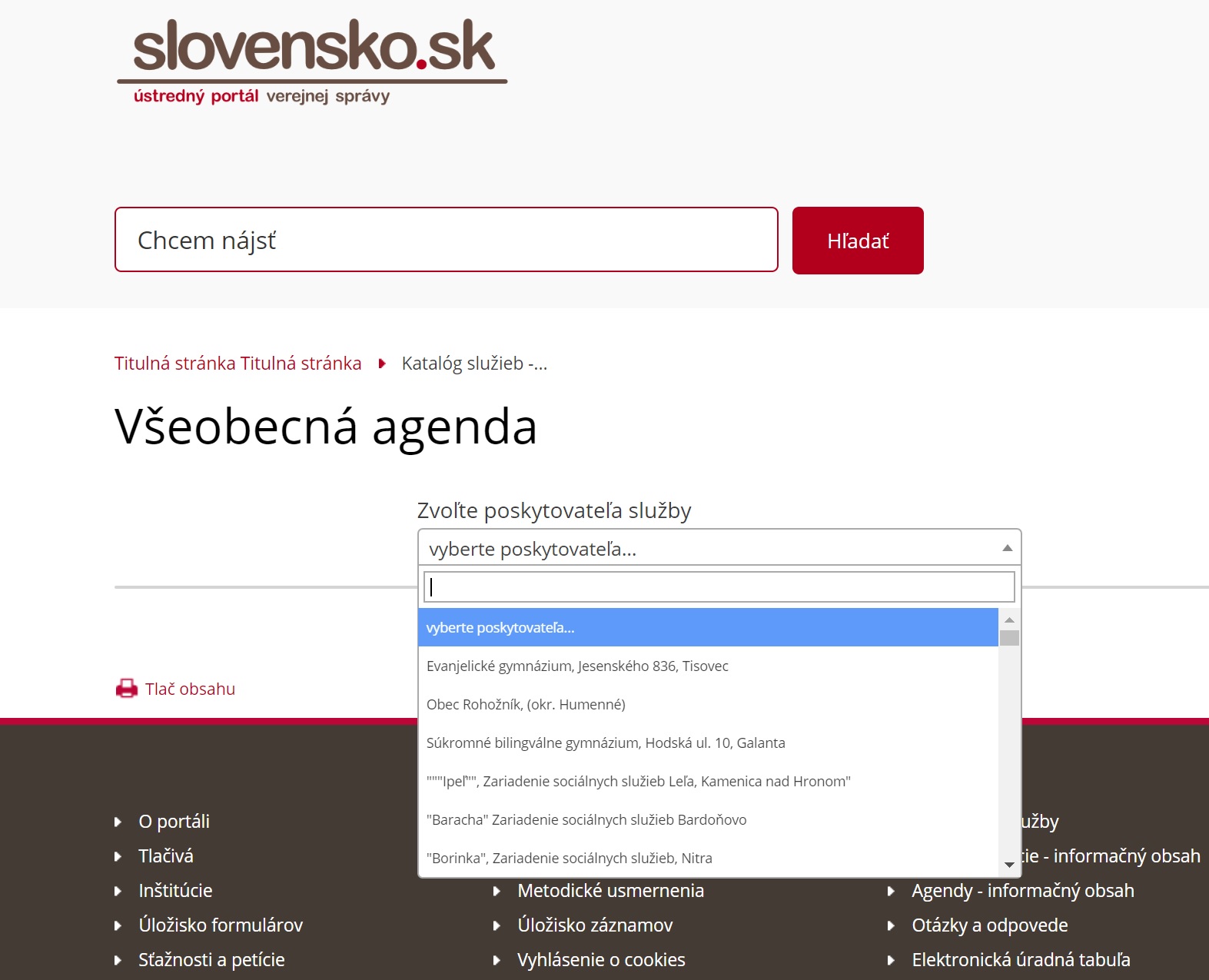 slovensko.sk hladanie
