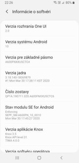 Samsung Galaxy A6 dostáva aktualizáciu na Andorid 10