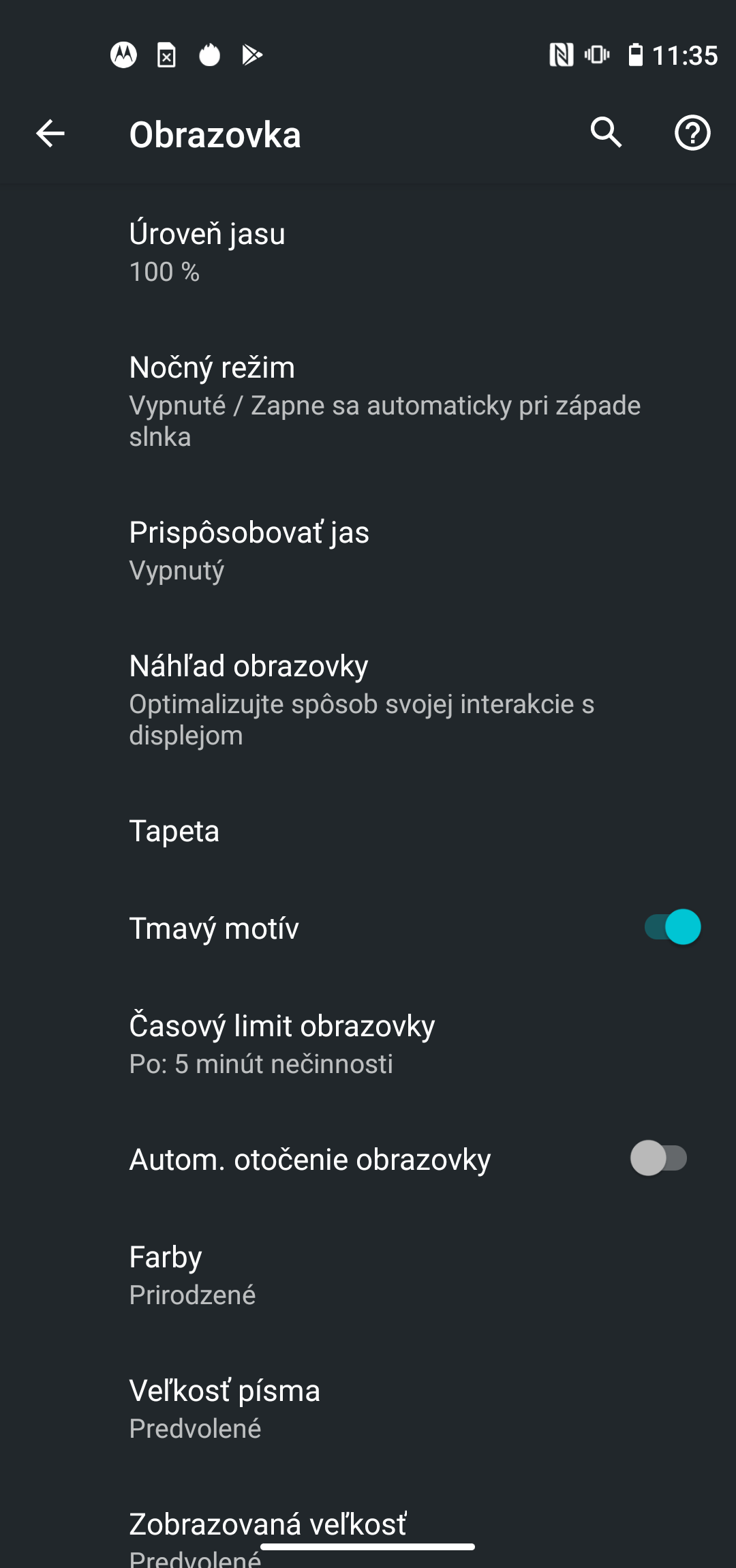 Motorola moto g pro screenshot displej