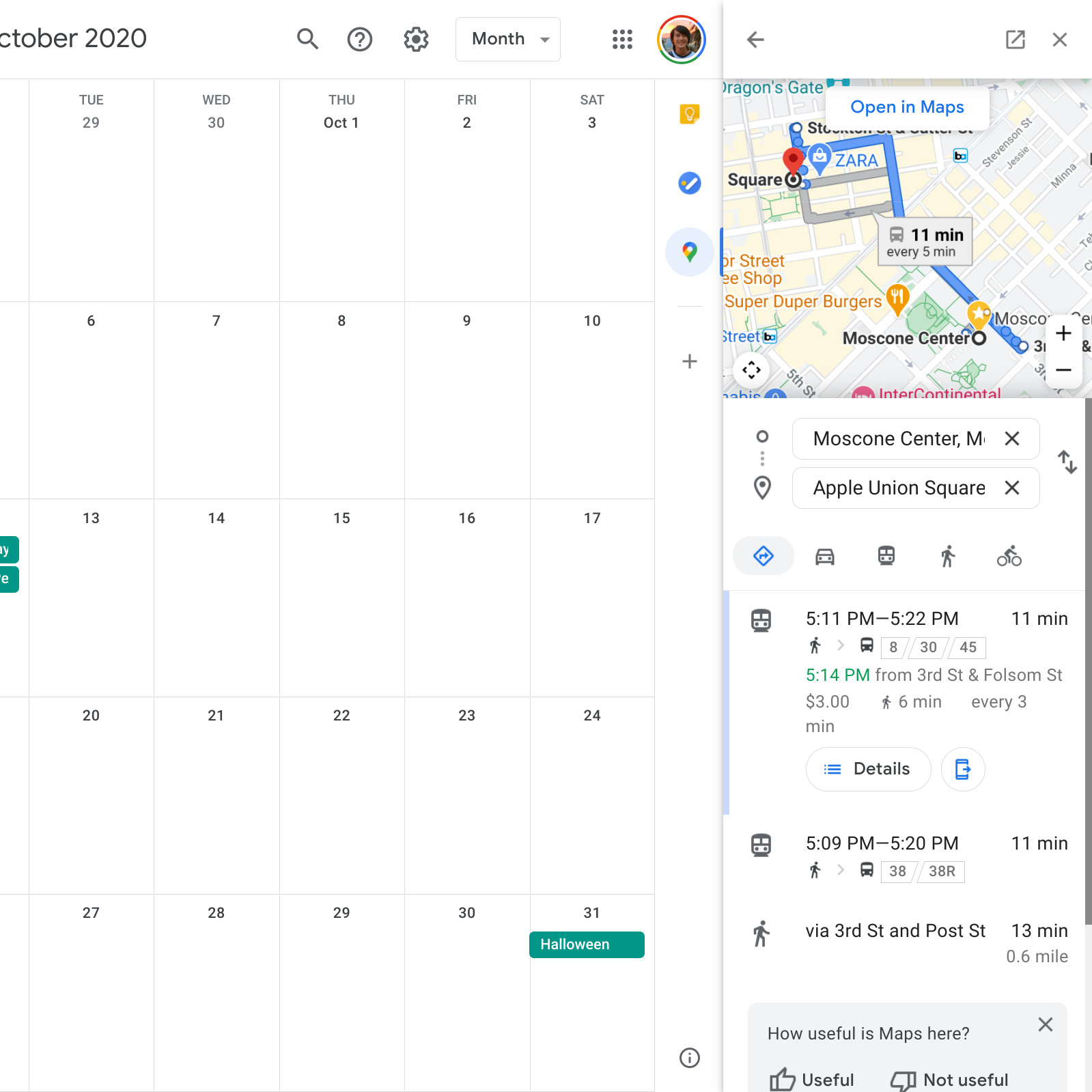 Google Kalendár doplnok Google Mapy 4