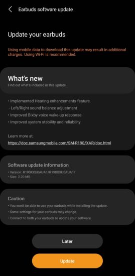 Samsung Galaxy Buds Pro - prvá aktualizácia - zoznam zmien