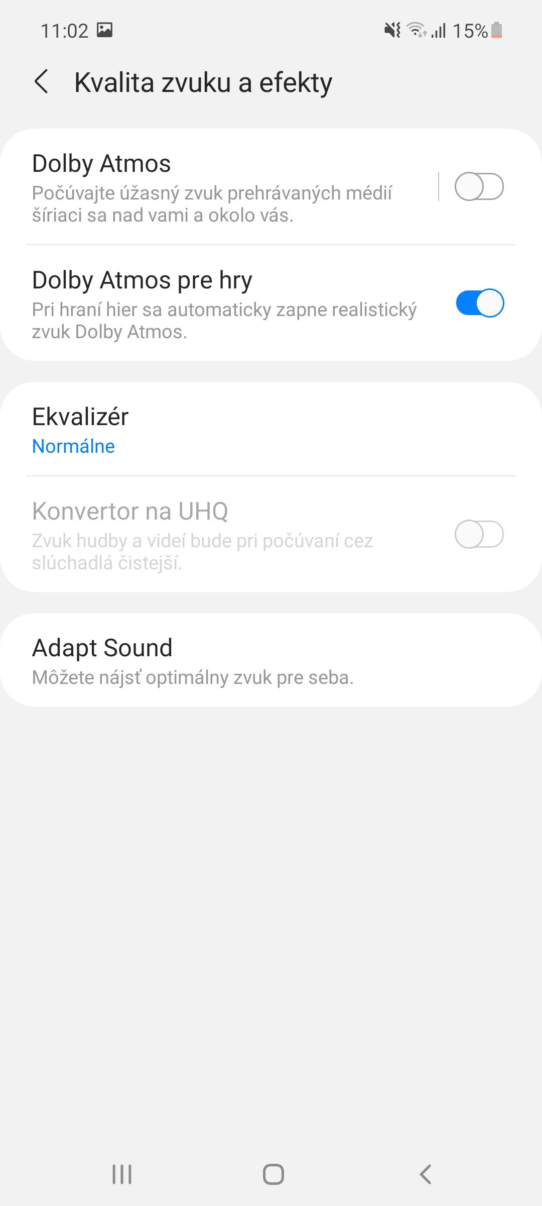Samsung Galaxy A52 - nastavenia zvuku