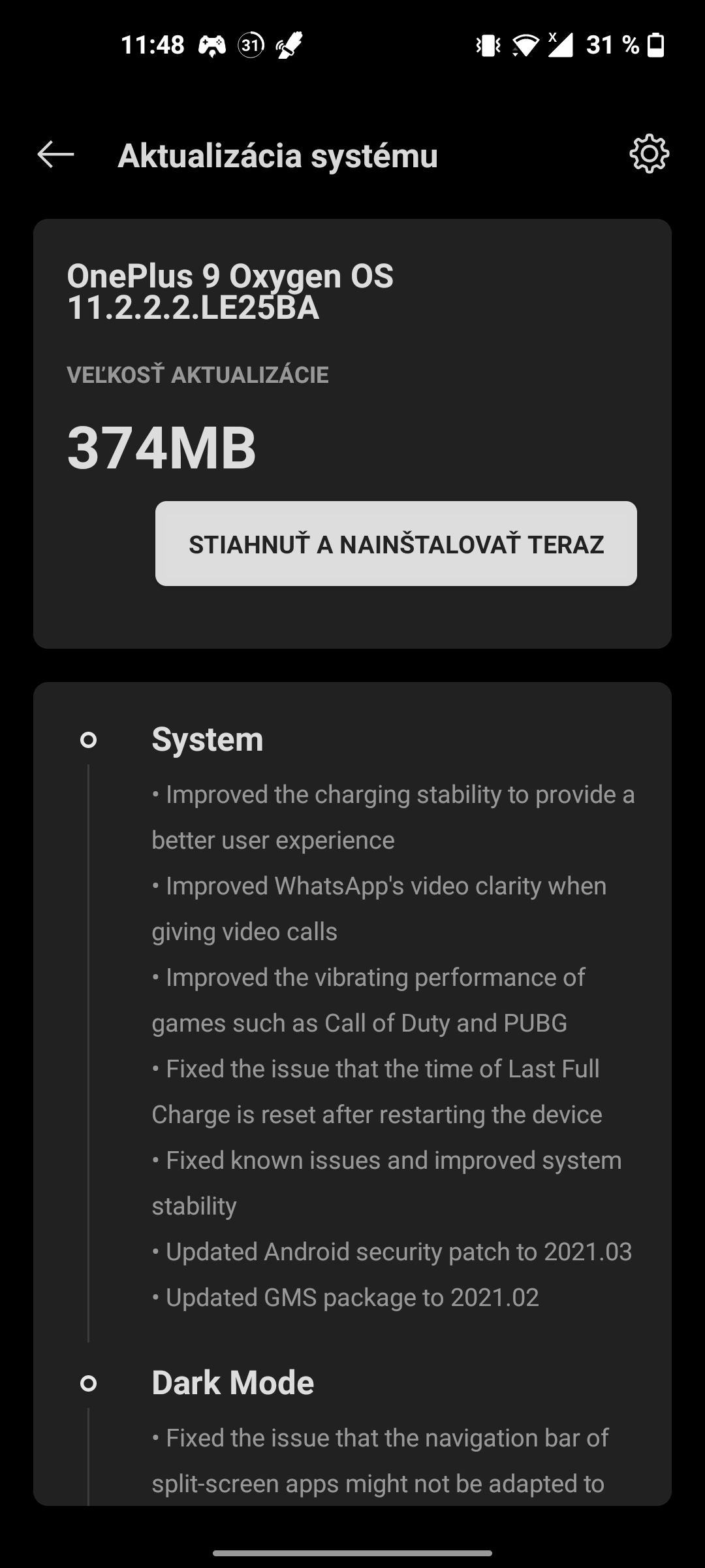 OnePlus 9 marcová aktualizácia