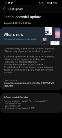 Séria Samsung Galaxy S21 aktualizácia na One UI 3.1.1