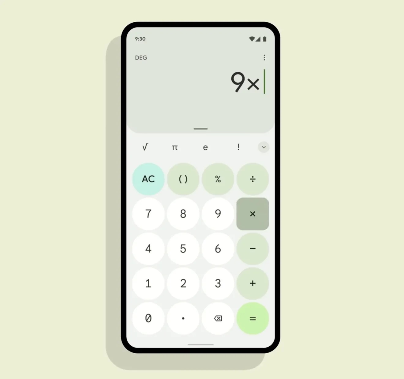 Android 12 Beta 5 Material You kalkulačka