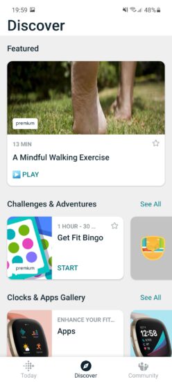 Aplikácia Fitbit karta Discover
