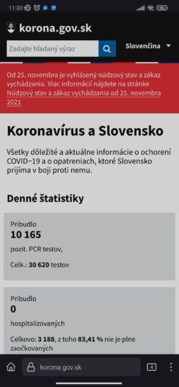 Stránka korona.gov.sk