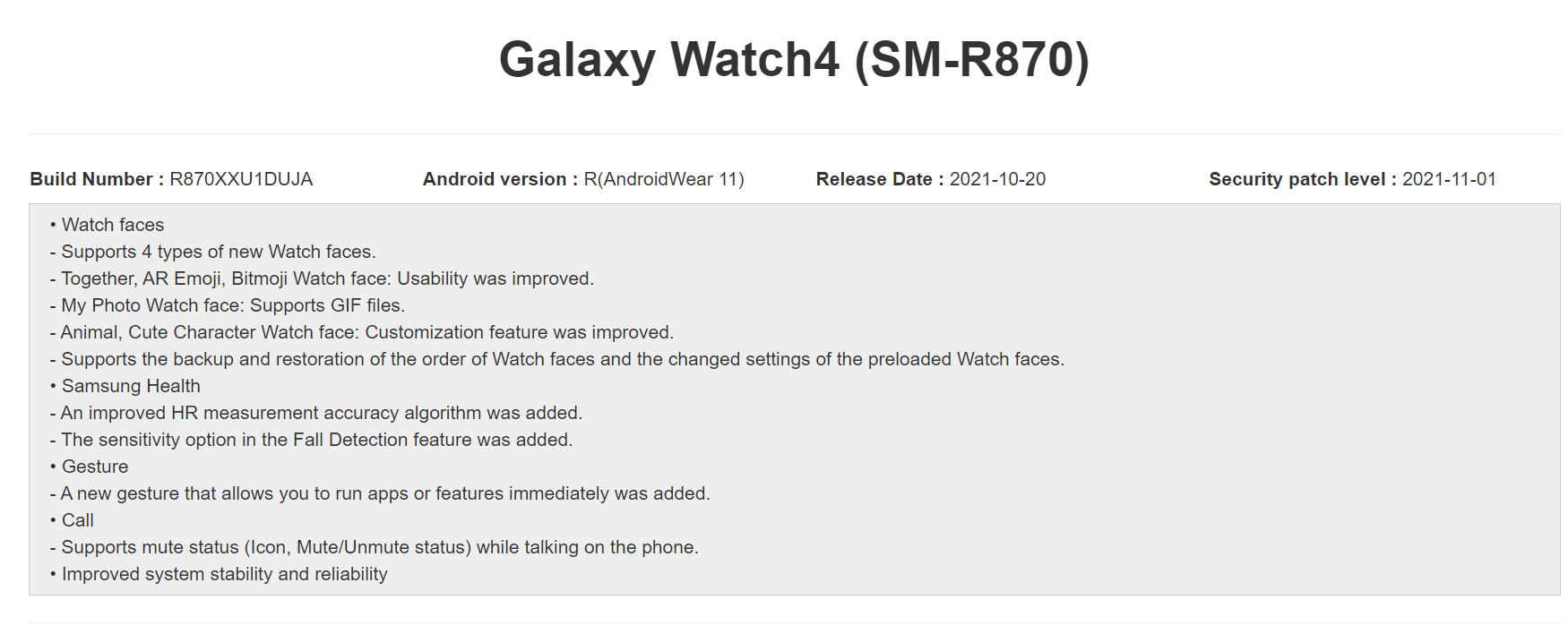 Samsung Galaxy Watch4 zoznam zmien
