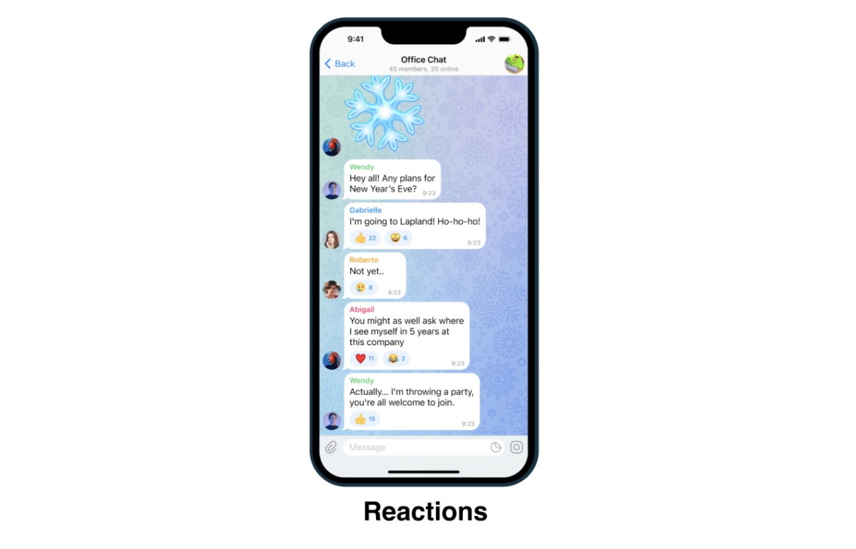 Telegram emodži reakcie