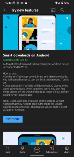 YouTube Premium smart download