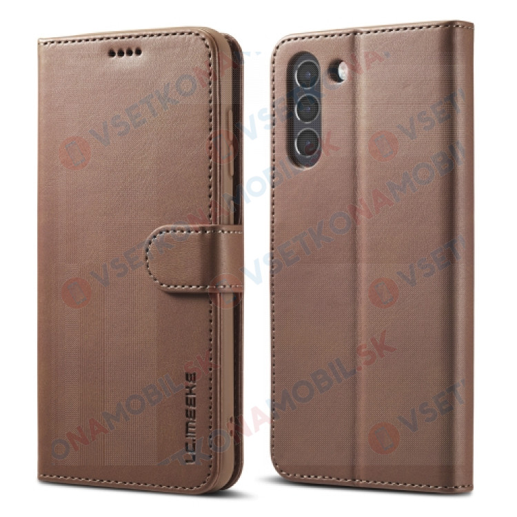 IMEEKE Peňaženkový kryt Samsung Galaxy S21 FE 5G tmavohnedý