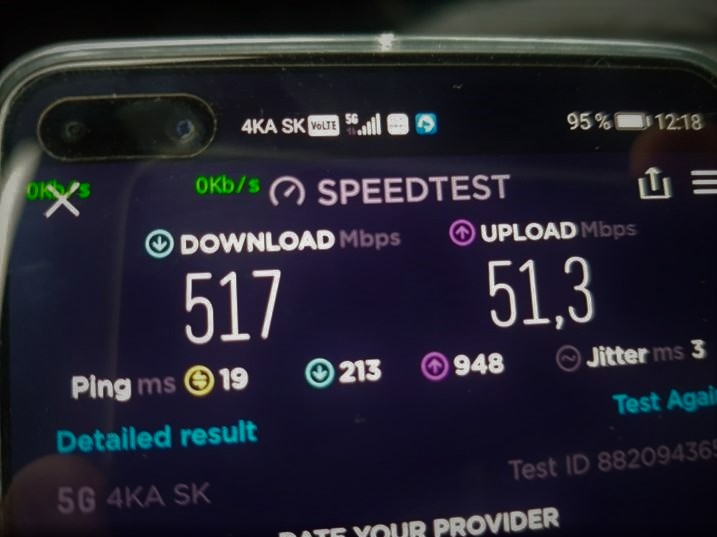 Meranie rýchlosti 5G siete operátora 4ka v Nitre