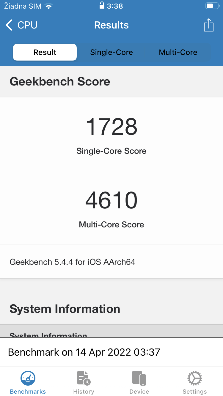 iPhone SE (2022) Geekbench 5