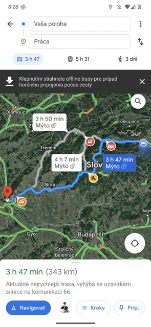 Google Mapy mýto Slovensko
