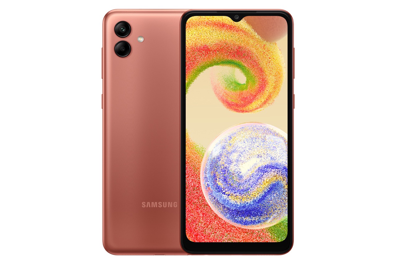 Samsung Galaxy A04 v medenej farbe
