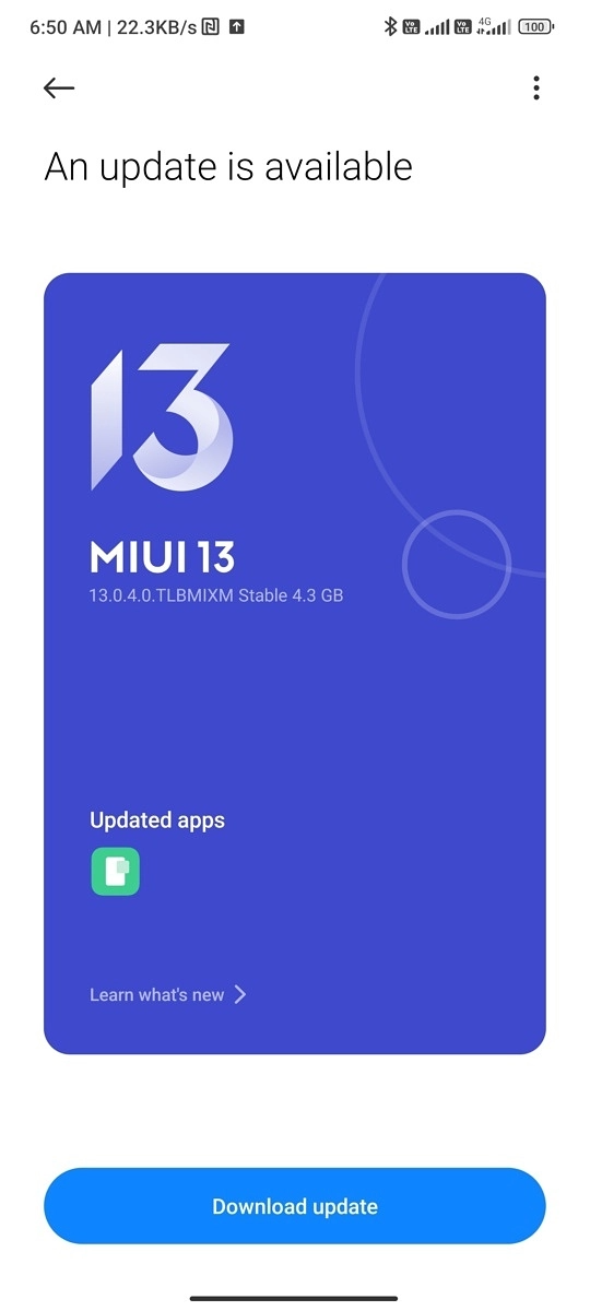 Android 13 MIUI 13 Xiaomi 12 (Pro)