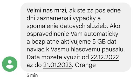 orange sms ospravedlnenie data