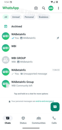 WhatsApp nový dizajn